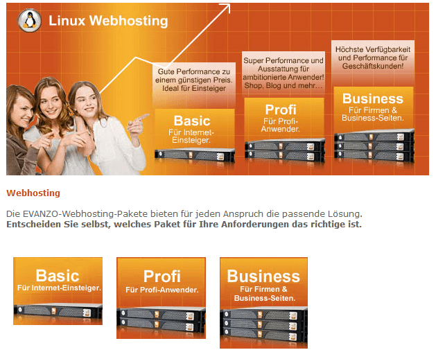 evanzo webhosting preise kosten